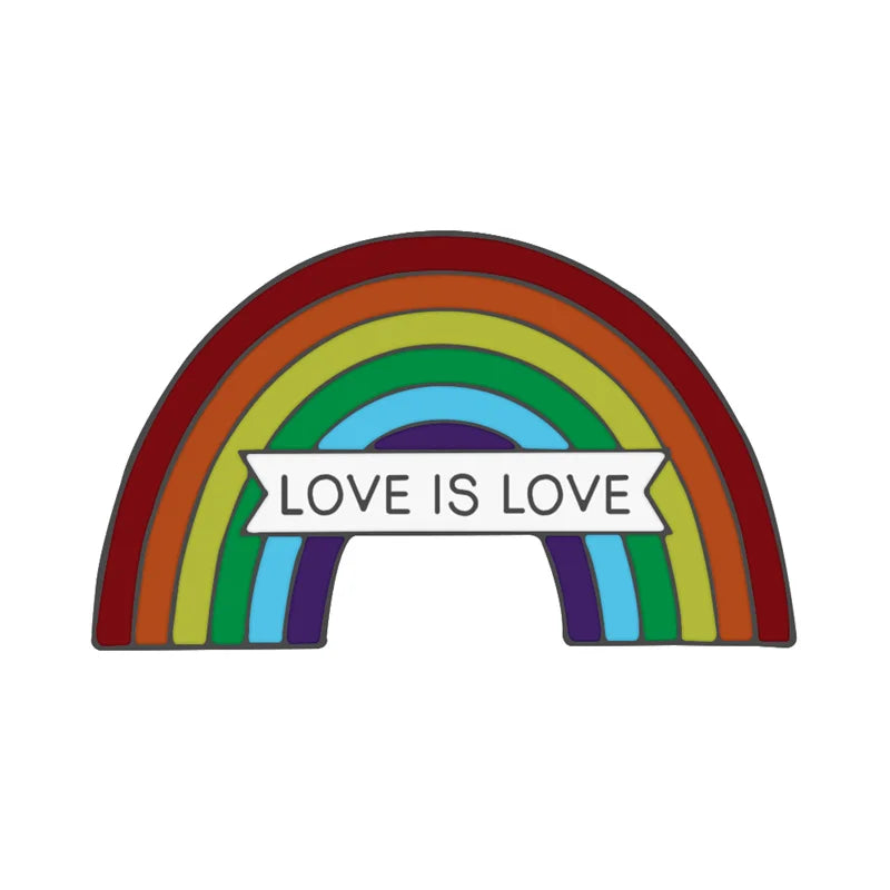 Love is Love Rainbow Enamel Pins - LGBT Pride Hand Peace Lightning Brooches