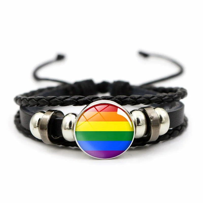 Handmade LGBT Pride Bracelet - Rainbow Glass Photo